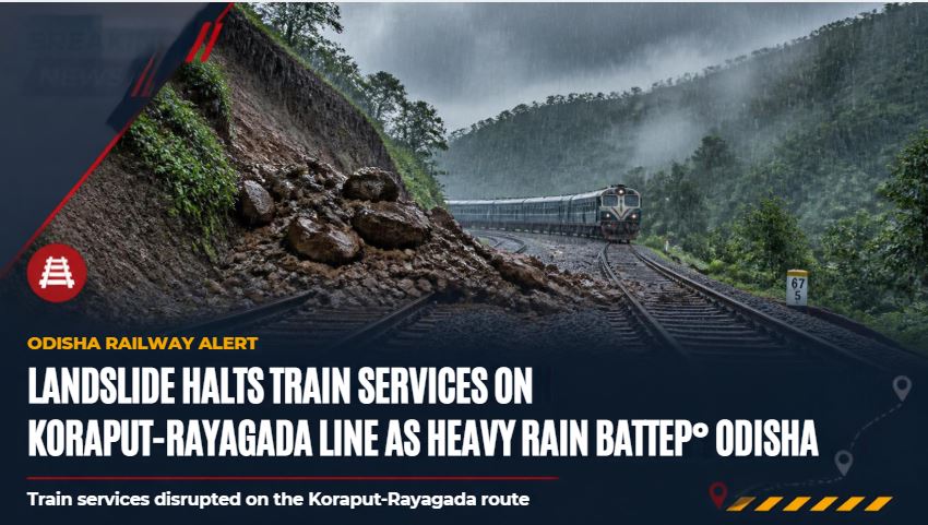 Landslide Halts Train Services on Koraput-Rayagada Line as Heavy Rain Batters Odisha